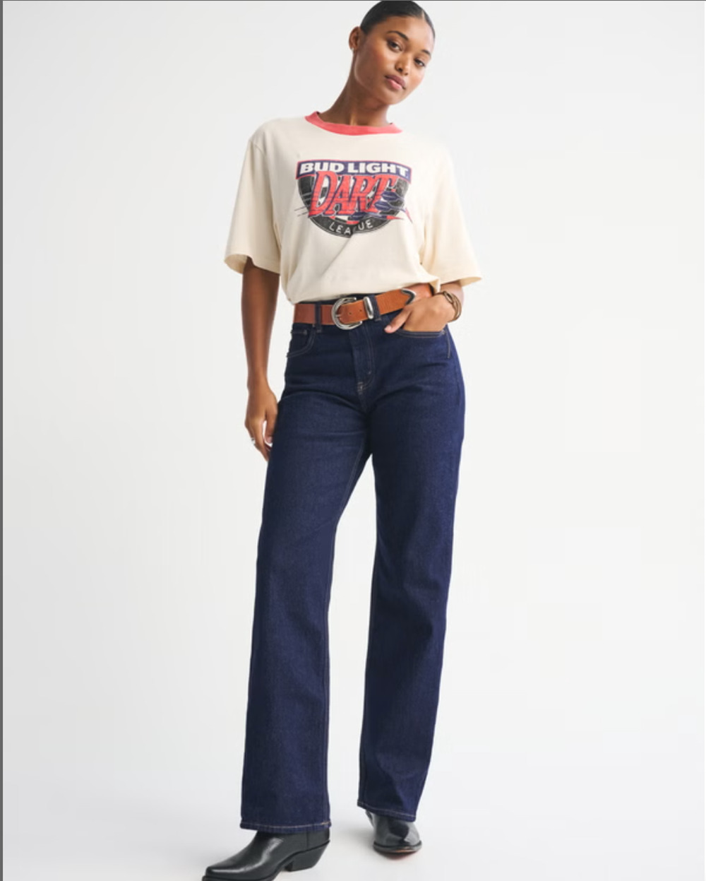 Abercrombie Curve Love High Rise 90s Relaxed Jean - 27 Long - Dark Rinse